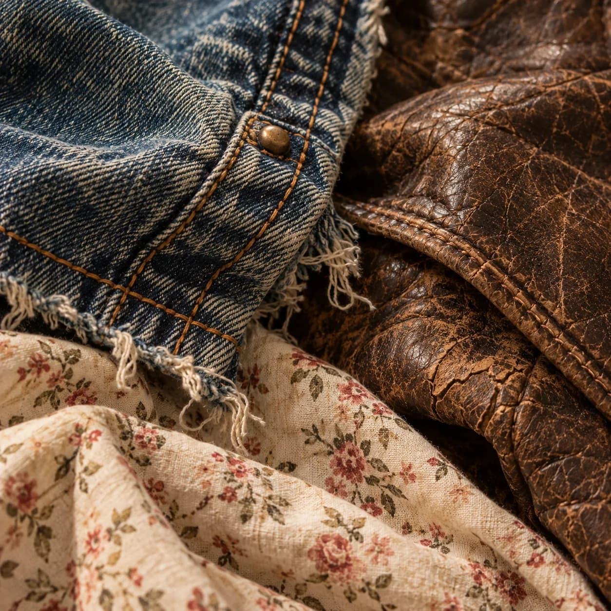 Close-up of thrifted fabric texture